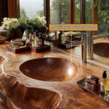 Avensor Live Edge Solid Wood Floating Bathroom Vanity with Integrated Sink SPA563795 - Timberustic Floating Bathroom Vanity with Integrated Sink