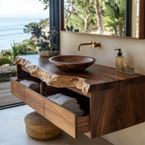Averik Live Edge Solid Wood Floating Bathroom Vanity With Drawers - Timberustic Floating Bathroom Vanity With Drawers