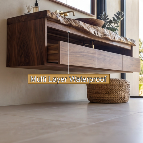 Averik Live Edge Solid Wood Floating Bathroom Vanity With Drawers - Timberustic Floating Bathroom Vanity With Drawers