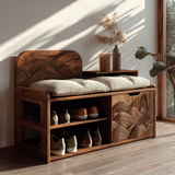 Averin Crest Solid Wood Shoe Rack Bench - Timberustic Shoe Rack
