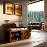 Averin Crest Solid Wood Shoe Rack Bench - Timberustic Shoe Rack