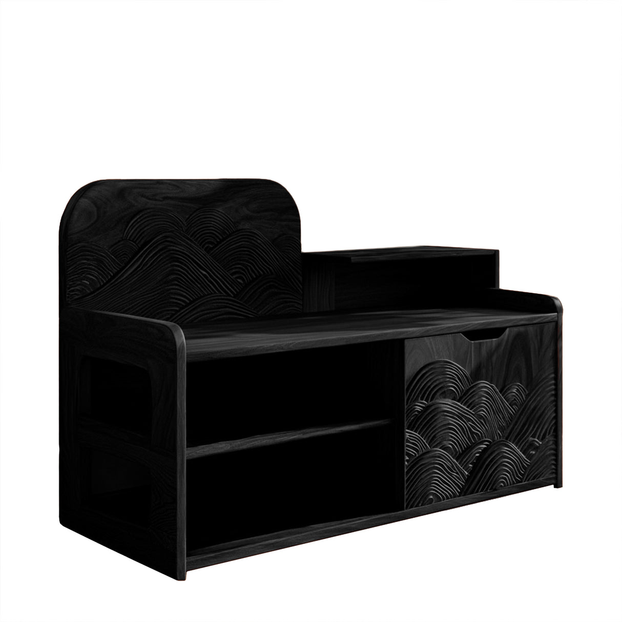 Averin Crest Solid Wood Shoe Rack Bench Black - Timberustic Shoe Rack