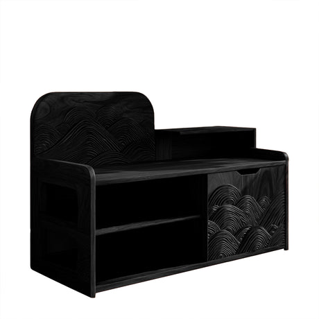 Averin Crest Solid Wood Shoe Rack Bench Black - Timberustic Shoe Rack