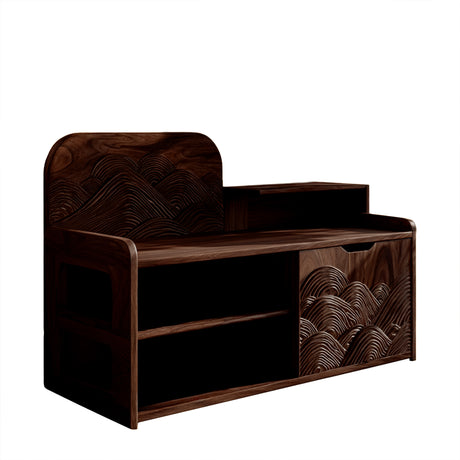 Averin Crest Solid Wood Shoe Rack Bench Dark Walnut - Timberustic Shoe Rack
