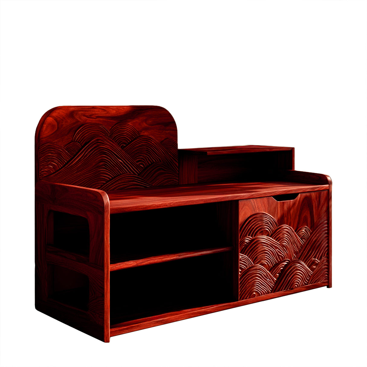Averin Crest Solid Wood Shoe Rack Bench Mahogany - Timberustic Shoe Rack
