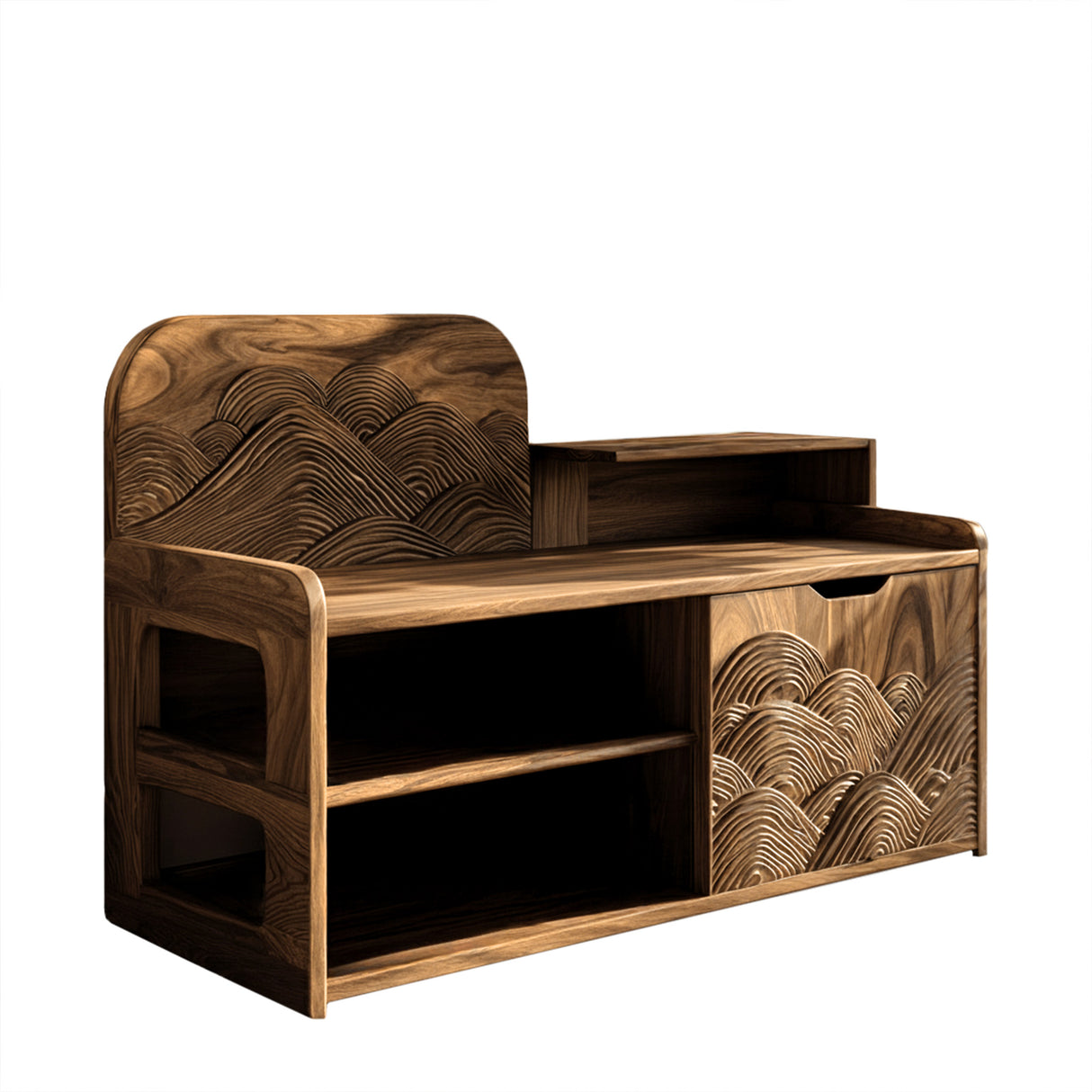 Averin Crest Solid Wood Shoe Rack Bench Natural Oak - Timberustic Shoe Rack