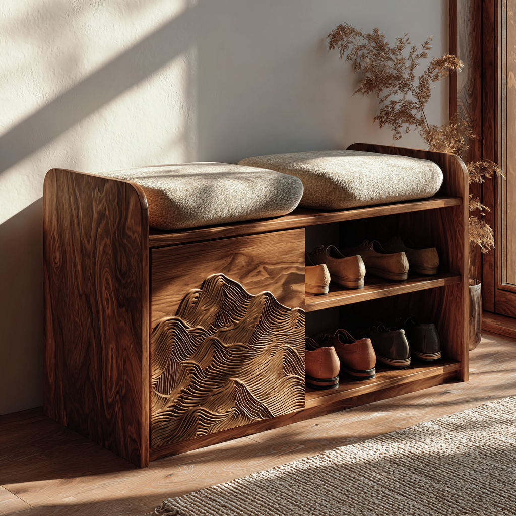 Averin Ridge Live Edge Solid Wood Shoe Rack Bench - Timberustic Shoe Rack