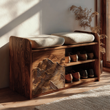Averin Ridge Live Edge Solid Wood Shoe Rack Bench - Timberustic Shoe Rack