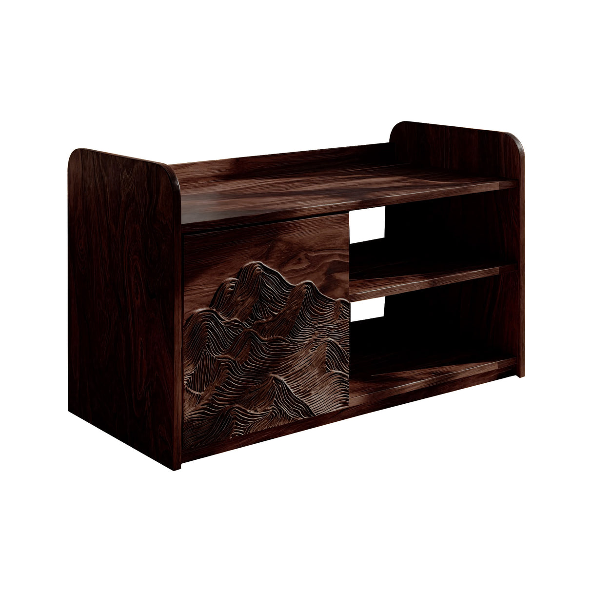 Averin Ridge Live Edge Solid Wood Shoe Rack Bench Dark Walnut - Timberustic Shoe Rack