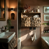 Averin Ripple Solid Wood Floating Bathroom Cabinet