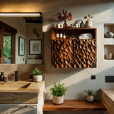 Averin Ripple Solid Wood Floating Bathroom Cabinet