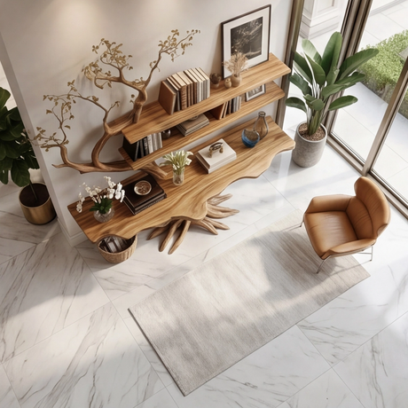 Averion Sculpted Solid Wood Console Table with Shelves - Timberustic Console Table with Shelves