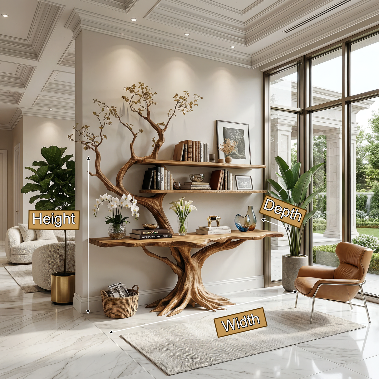 Averion Sculpted Solid Wood Console Table with Shelves - Timberustic Console Table with Shelves