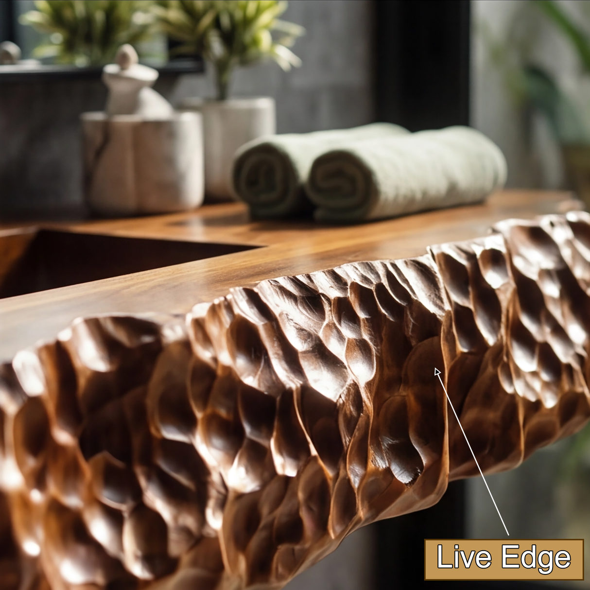 Averion Sculpted Solid Wood Floating Bathroom Vanity with Integrated Sink - Timberustic Floating Bathroom Vanity with Integrated Sink