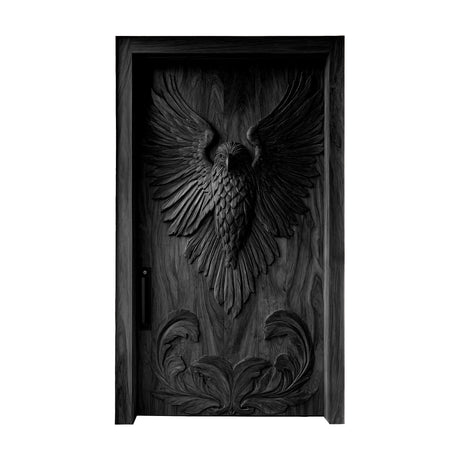 Averion Sculpted Solid Wood Rectangular Single Door Black - Timberustic Door
