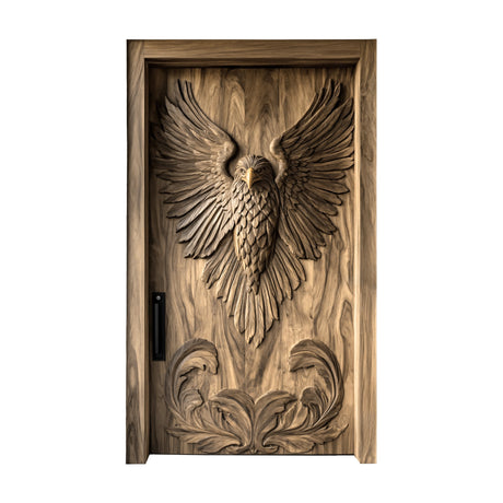 Averion Sculpted Solid Wood Rectangular Single Door Natural Oak - Timberustic Door