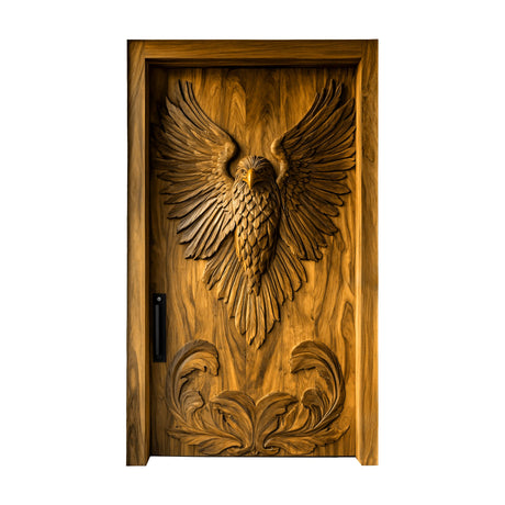 Averion Sculpted Solid Wood Rectangular Single Door Teak - Timberustic Door
