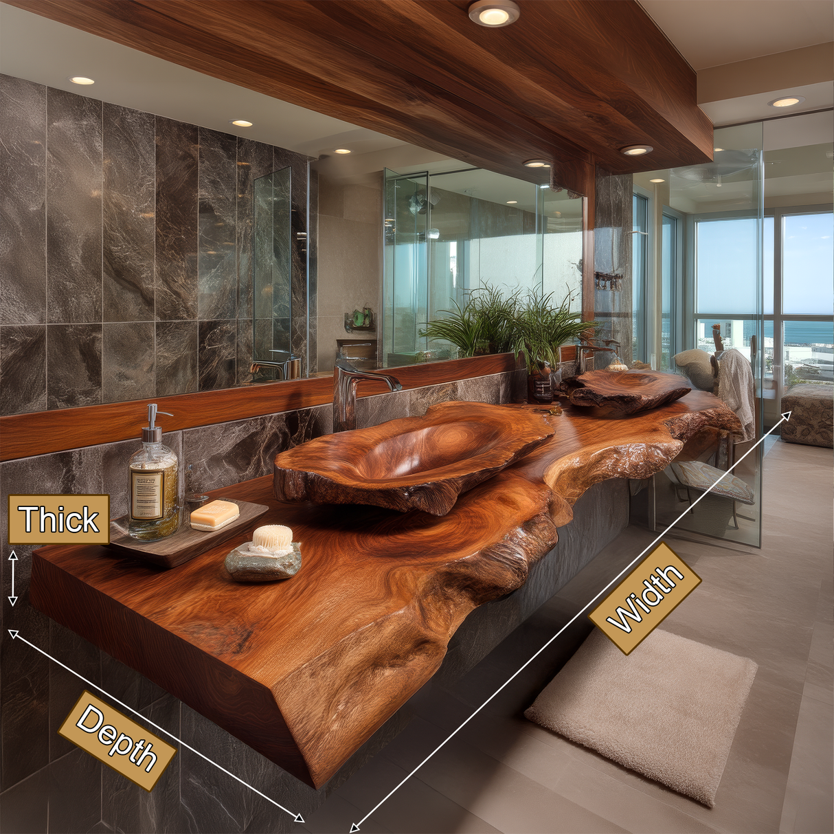 Averis Live Edge Solid Wood Floating Bathroom Vanity SPA601254 - Timberustic Floating Bathroom Vanity