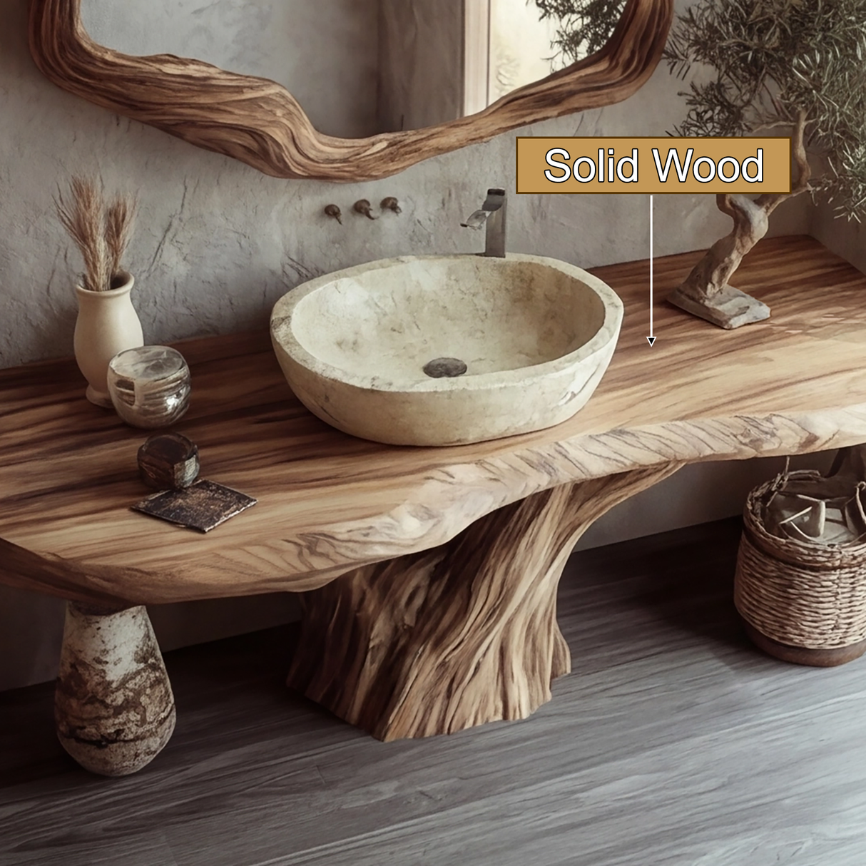 Averis Treeform Solid Wood Freestanding Bathroom Vanity SPA182674 - Timberustic Freestanding Bathroom Vanity