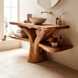 Averon Rootform Solid Wood Freestanding Bathroom Vanity with Shelves - Timberustic Freestanding Bathroom Vanity with Shelves
