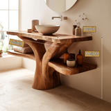 Averon Rootform Solid Wood Freestanding Bathroom Vanity with Shelves - Timberustic Freestanding Bathroom Vanity with Shelves