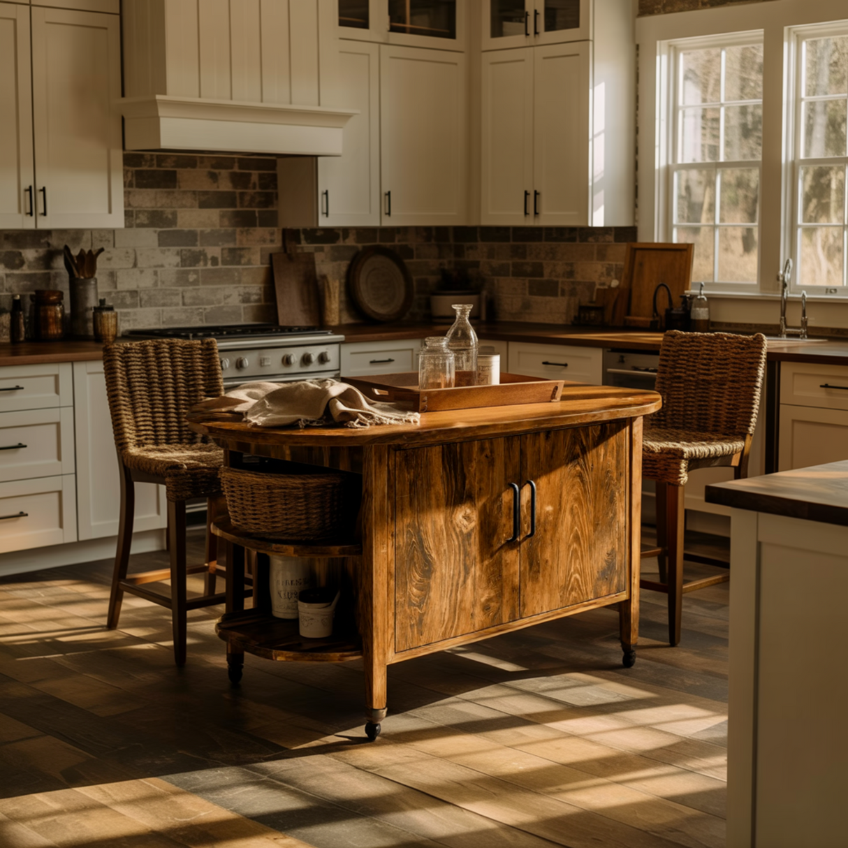 Averon Solid Wood Kitchen Island with Storage - Timberustic Kitchen Island