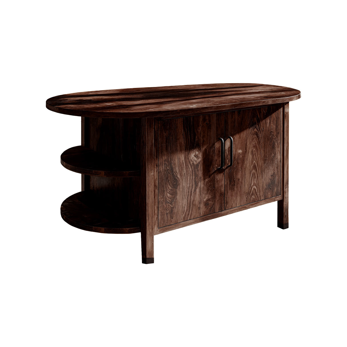 Averon Solid Wood Kitchen Island with Storage Dark Walnut - Timberustic Kitchen Island