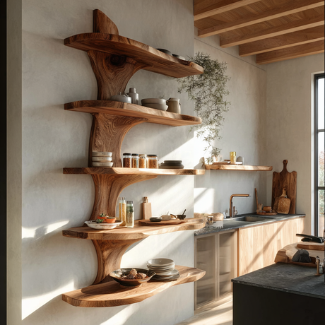 Averon Trunk Flow Floating Kitchen Shelf - Timberustic Floating Kitchen Shelf
