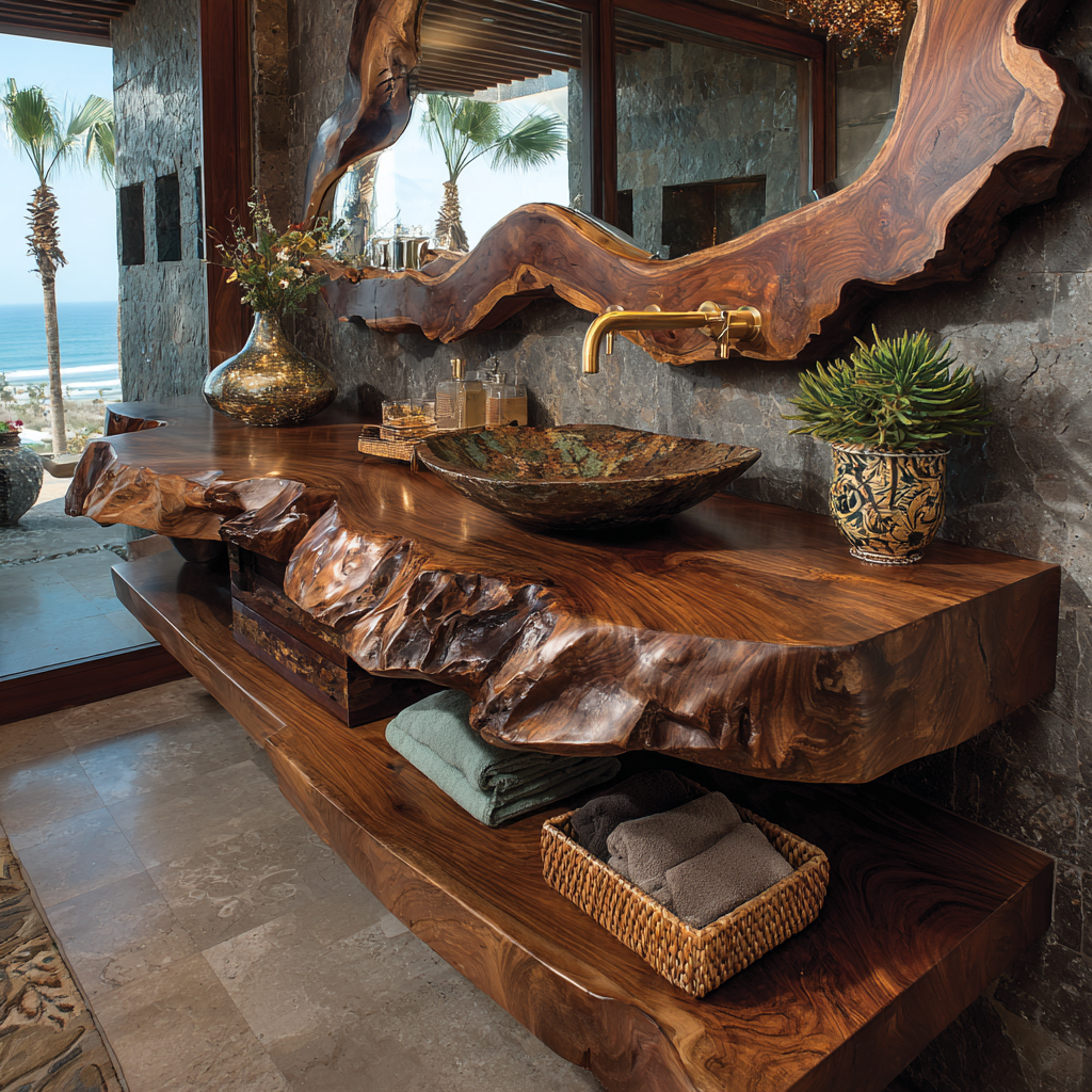 Averra Live Edge Solid Wood Floating Bathroom Vanity SPA230140 - Timberustic Floating Bathroom Vanity