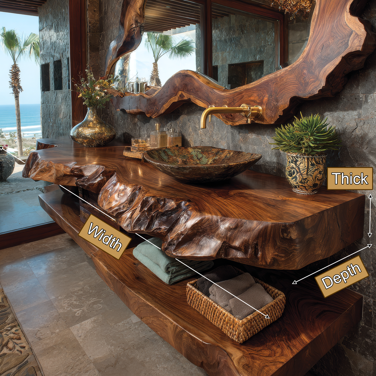 Averra Live Edge Solid Wood Floating Bathroom Vanity SPA230140 - Timberustic Floating Bathroom Vanity