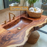 Averra Live Edge Solid Wood Floating Bathroom Vanity with Integrated Sink - Timberustic Floating Bathroom Vanity with Integrated Sink