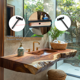 Averra Live Edge Solid Wood Floating Bathroom Vanity with Integrated Sink - Timberustic Floating Bathroom Vanity with Integrated Sink