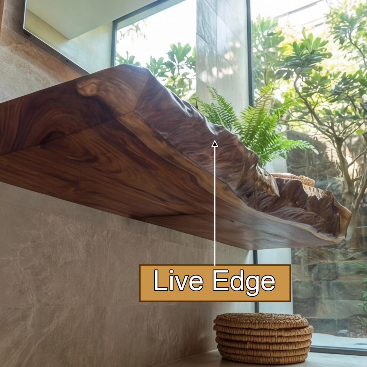 Averra Live Edge Solid Wood Floating Bathroom Vanity with Integrated Sink - Timberustic Floating Bathroom Vanity with Integrated Sink