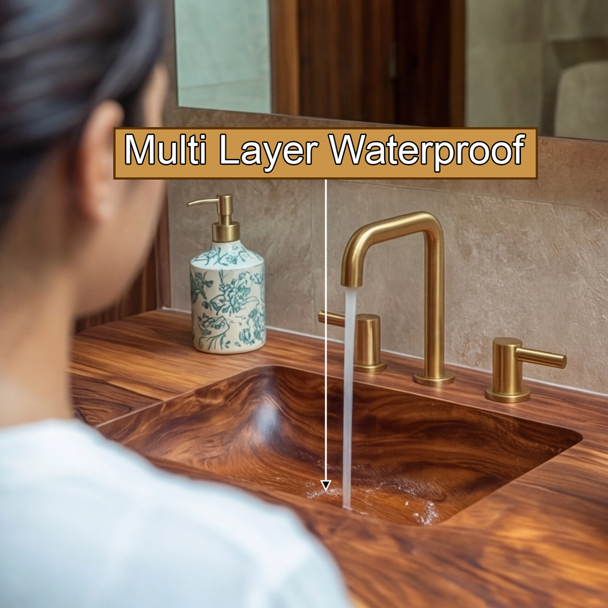 Averra Live Edge Solid Wood Floating Bathroom Vanity with Integrated Sink - Timberustic Floating Bathroom Vanity with Integrated Sink