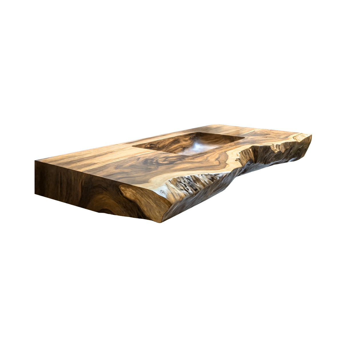 Averra Live Edge Solid Wood Floating Bathroom Vanity with Integrated Sink Natural Oak - Timberustic Floating Bathroom Vanity with Integrated Sink