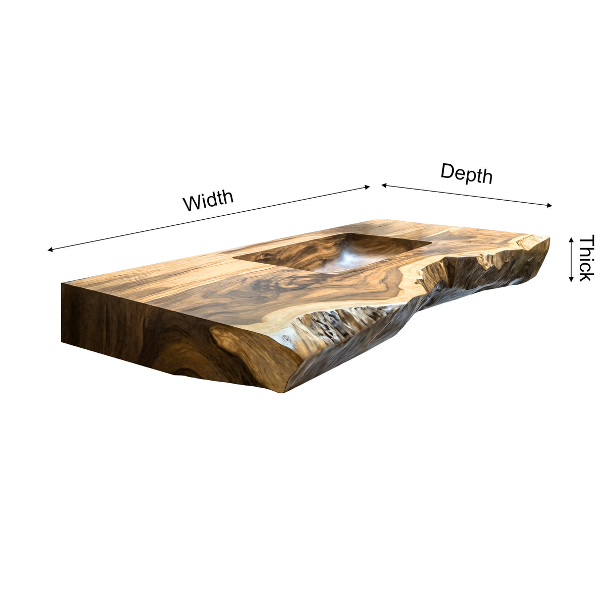 Averra Live Edge Solid Wood Floating Bathroom Vanity with Integrated Sink - Timberustic Floating Bathroom Vanity with Integrated Sink