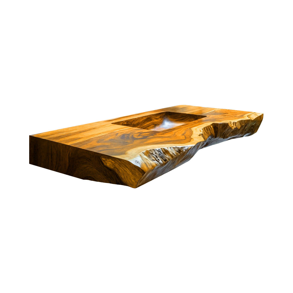 Averra Live Edge Solid Wood Floating Bathroom Vanity with Integrated Sink Teak - Timberustic Floating Bathroom Vanity with Integrated Sink