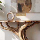 Averra Sculpted Solid Wood Console Table with Shelves - Timberustic Console Table with Shelves