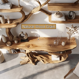 Averra Sculpted Solid Wood Console Table with Shelves - Timberustic Console Table with Shelves