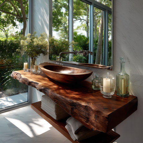 Avrelis Live Edge Solid Wood Floating Bathroom Vanity SPA900423 - Timberustic Floating Bathroom Vanity