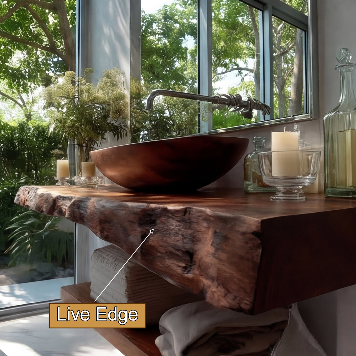 Avrelis Live Edge Solid Wood Floating Bathroom Vanity SPA900423 - Timberustic Floating Bathroom Vanity