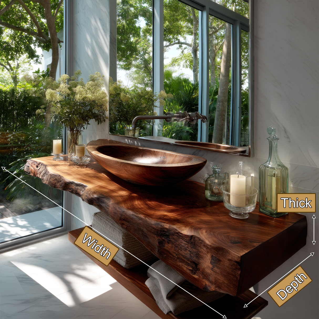 Avrelis Live Edge Solid Wood Floating Bathroom Vanity SPA900423 - Timberustic Floating Bathroom Vanity
