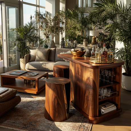 Belaro Solid Wood Handcrafted Bar Table with Storage - Timberustic Bar Table with Storage