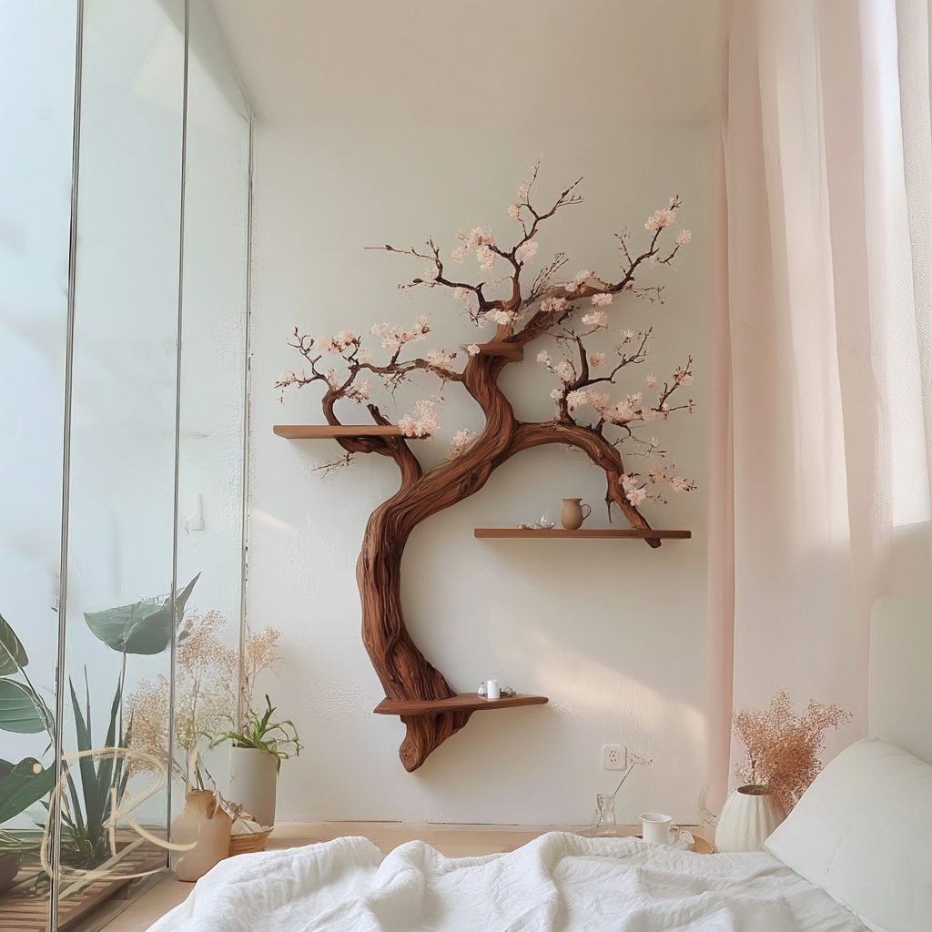 Blossomere Handcrafted Solid Wood Tree-Inspired Bookshelf