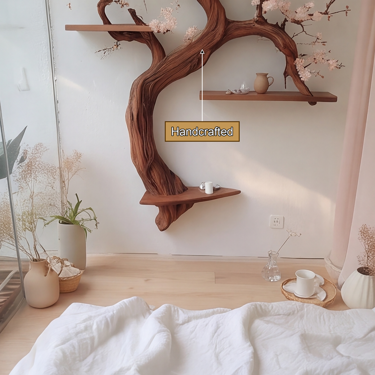 Blossomere Handcrafted Solid Wood Tree-Inspired Bookshelf