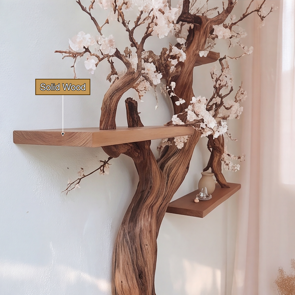 Blossomere Handcrafted Solid Wood Tree-Inspired Bookshelf