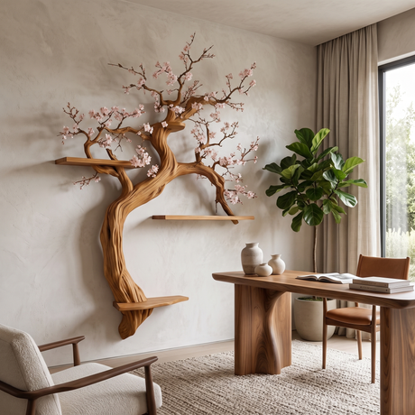 Blossomere Handcrafted Solid Wood Tree-Inspired Bookshelf - Timberustic Tree Bookshelf