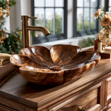 Blossora Handcrafted Solid Wood Flower Vessel Sink