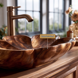 Blossora Handcrafted Solid Wood Flower Vessel Sink
