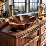 Blossora Handcrafted Solid Wood Flower Vessel Sink - Timberustic Vessel Sinks